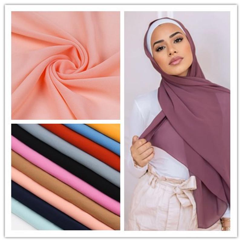 NEW Multicolor Soft Women Plain Bubble Chiffon Scarf Hijab Wrap Femme Foulard Shawls Headband Muslim Embroidery Scarf