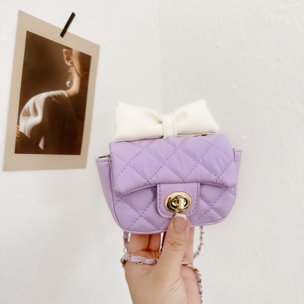 Fashionable Children s Handbag With Chic Quilted Design Ideal For Daily Outfits фиолетовый
