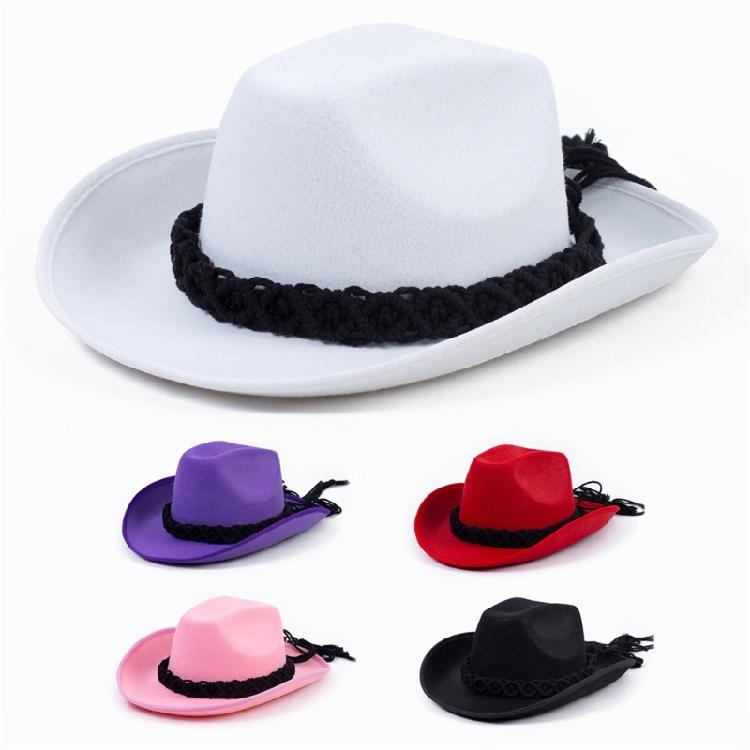 Ethnic Style Cowgirl Hat Rolled Brims Hat Cowboy Hats for Stage Performances