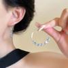 Trendy Exquisite Silver Color Shining Brightly Zircon Geometric Circle C-shaped Hoop Earrings for Women Korea Designer Jewelry