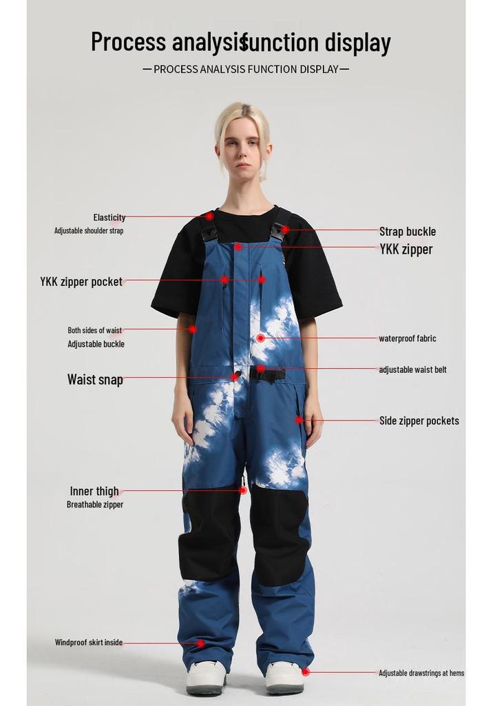 Unisex Waterproof Breathable Ski Bib Pants - Warm, Wear-Resistant Snowboard Suit