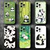 Cute Cartoon Panda Soft Phone Case for iPhone 16 16E 17 Air 15 Pro Max 14 Plus 13 Mini 11 12 7 Black Cover Back Shell