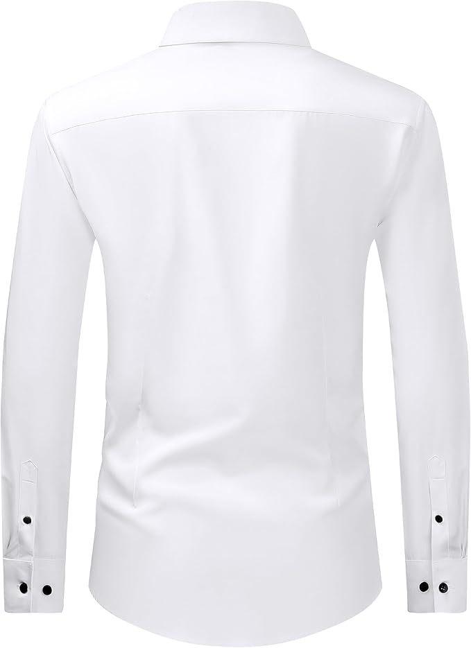 Camisa Social Masculina de Manga Longa Elástica Não Amassa - Cor Sólida