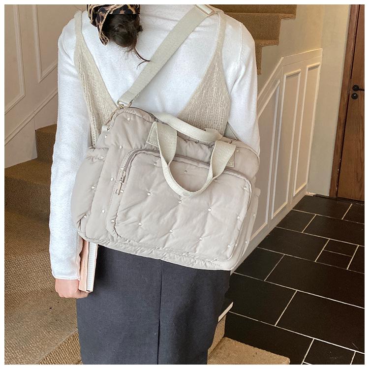 High-End Cotton Mummy Bag: Large Capacity Women's Handheld Shoulder & Crossbody Bag