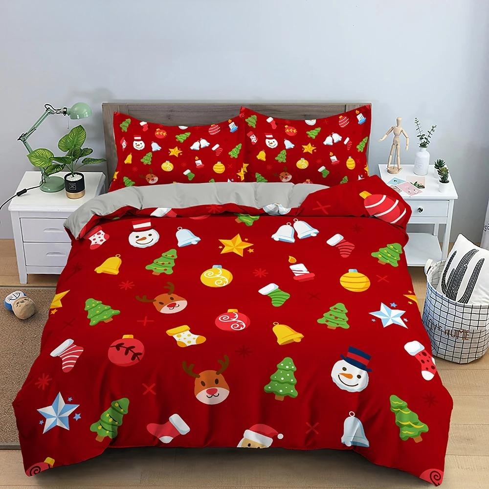 3d feliz natal branco conjuntos de cama natal edredão/colcha conjunto poliéster consolador capa rei rainha gêmeo completo vermelho arco bege