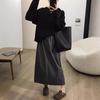 Women's Crew Neck Raglan Sleeve Sweatshirt Loose Fit Solid Color Korean Casual Style Autumn Cropped Cotton Pullover Versatile Daily Long Sleeve Top