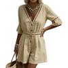 Short Rompers For Women Deep V Neck Sleeveless Jumpsuit Loose Fit Work Overalls Dressy Casual Summer Jumpsuits
