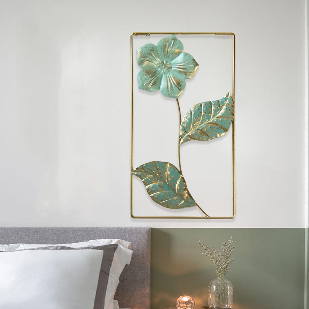 Nordic Flower Wall Decor Ornament Iron Light Luxury Round Colorful Leaf Wall Hanging Pendant Living Room Home Decoration