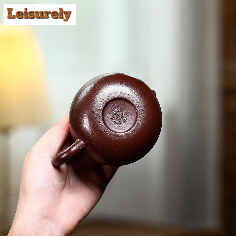 140ml Elegant Yixing Purple Clay Teapots Handmade Xishi Pot Raw Ore Purple Zhu Mud Kettle Chinese Zisha Tea Set Tableware Craft