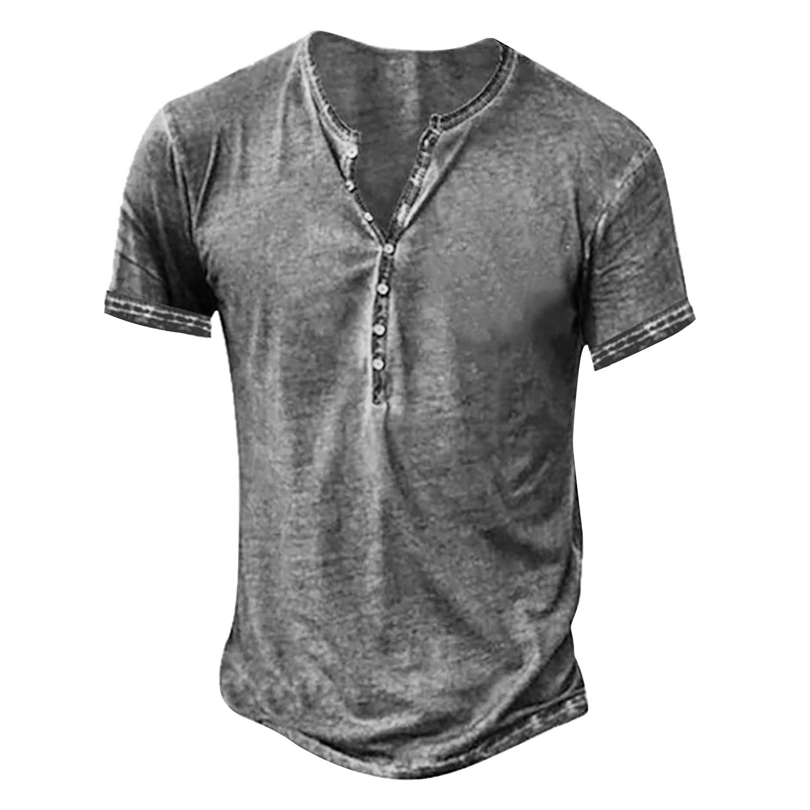 

Чоловічі літні суцільні кольорові картаті ретро короткі рукави топи чоловічі повсякденні модні топи XXL