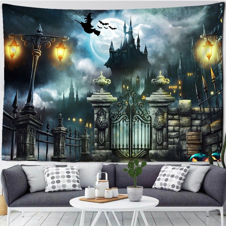 Tapestry horror gothic castle scary thriller 75x100 чёрный