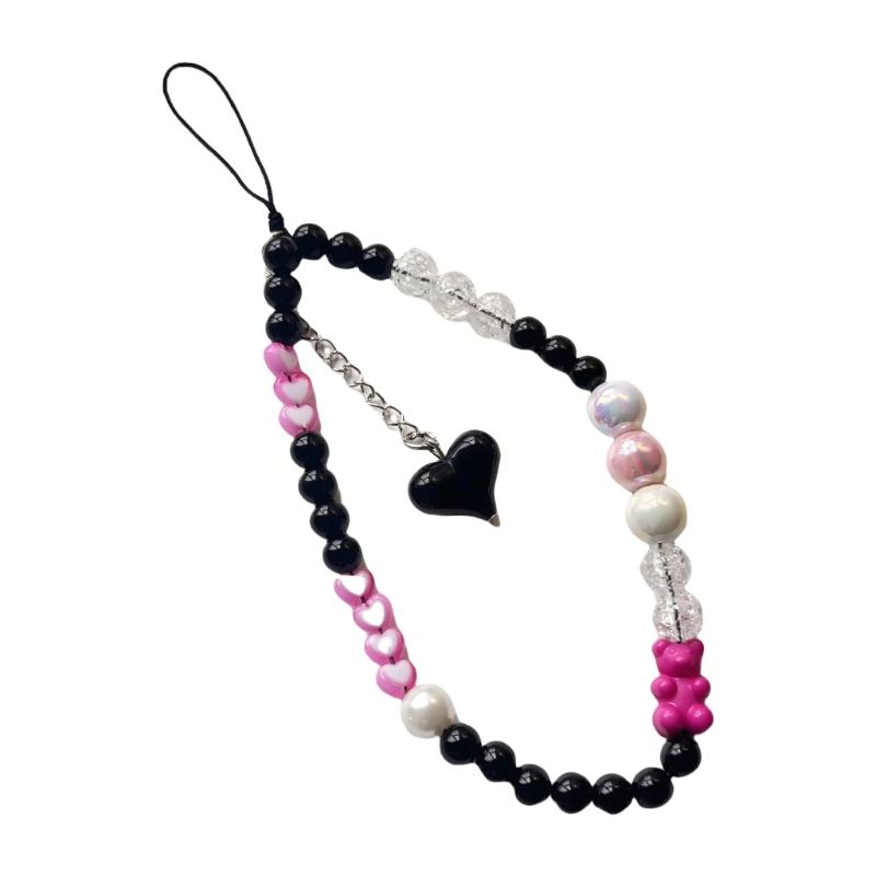 Creative Love Heart Mobile Phone Lanyard Keychain Lovely Charm Pendant Fashion Accessory for Trendy Girls Daily Use