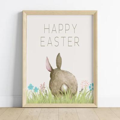 Bunny Rabbit Canvas Painting Woodlands Nursery Decor Animal Picture Rabbit Wall Art Prints Modern Baby Room Decoration