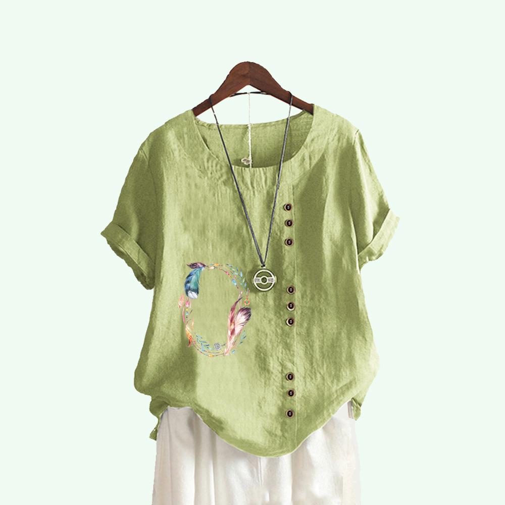 

Женский пуловер больших размеров, свободная рубашка, женская летняя модная футболка с коротким рукавом, повседневные блузки с круглым вырезом и принтом XXXXXL зелёный