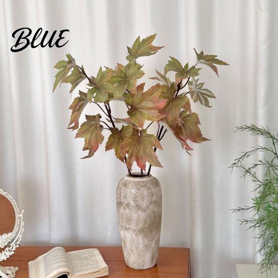 Wedding Scenery Autumn Decorations Artificial Maple Leaf Branch 3D Printed Fake Fall Foliage Theme Party Supplies Bendable Stem for Home Floral,