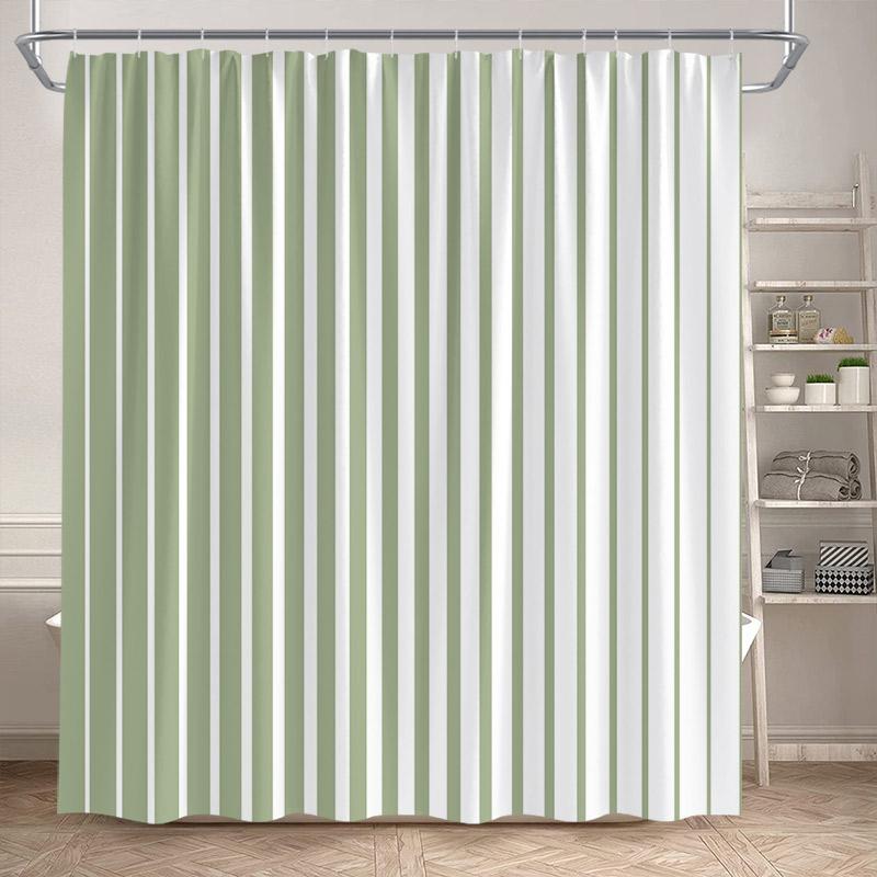 Schwarz-Weiß Gestreifte Duschvorhänge Moderner Nordischer Stil Minimalistisches Geometrisches Heim Badezimmer Dekor Duschvorhang Mit Haken W90H165(CM)-1 Pcs white