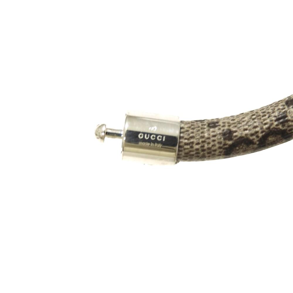 Used GG Supreme Bracelet 9539 797156 JAAGE 8163 7986 17 Double G Ebony Cord Ag925 Sterling Silver Logo Beige Unisex