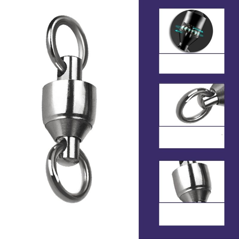 20Pcs Stainless Rolling Swivels Bearing Fishing Swivels Line Connector Barrels Swivels Connectors Fishing Accessory