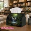 1pc, 2d Flat Printing, Tissue Box Jungle Symphony: Serene Waterfalls and Frog Patterns Printing Party Tissue Box, Multifunctional Kitchen and Dining T