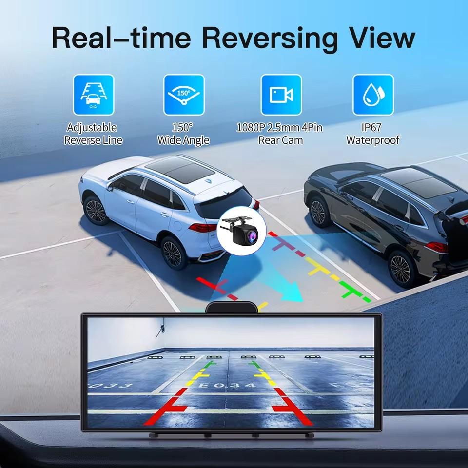 H70 Plus 11.4″ 4K ADAS Dash Cam 60FPS Wireless Car Play & Android Auto Dual Recording Night Vision DVR