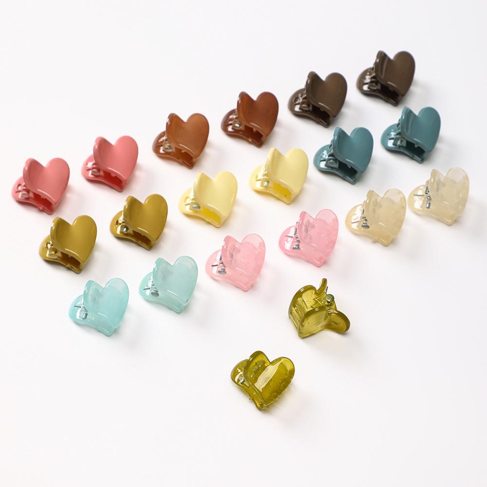 Cream Heart Mini Claw Clips - 20-Piece Set for Kids  Hair Plastic