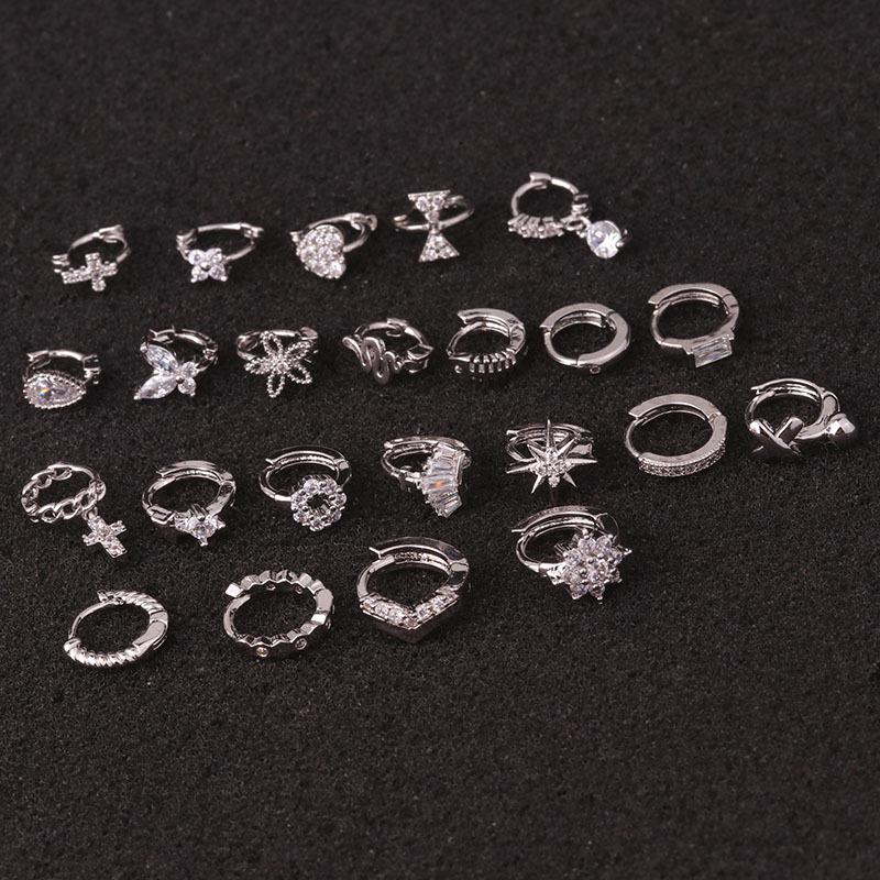 2020 Kuaishou Douyin Trendy Ear Cartilage Piercing Micro Inlaid Zirconia Earrings