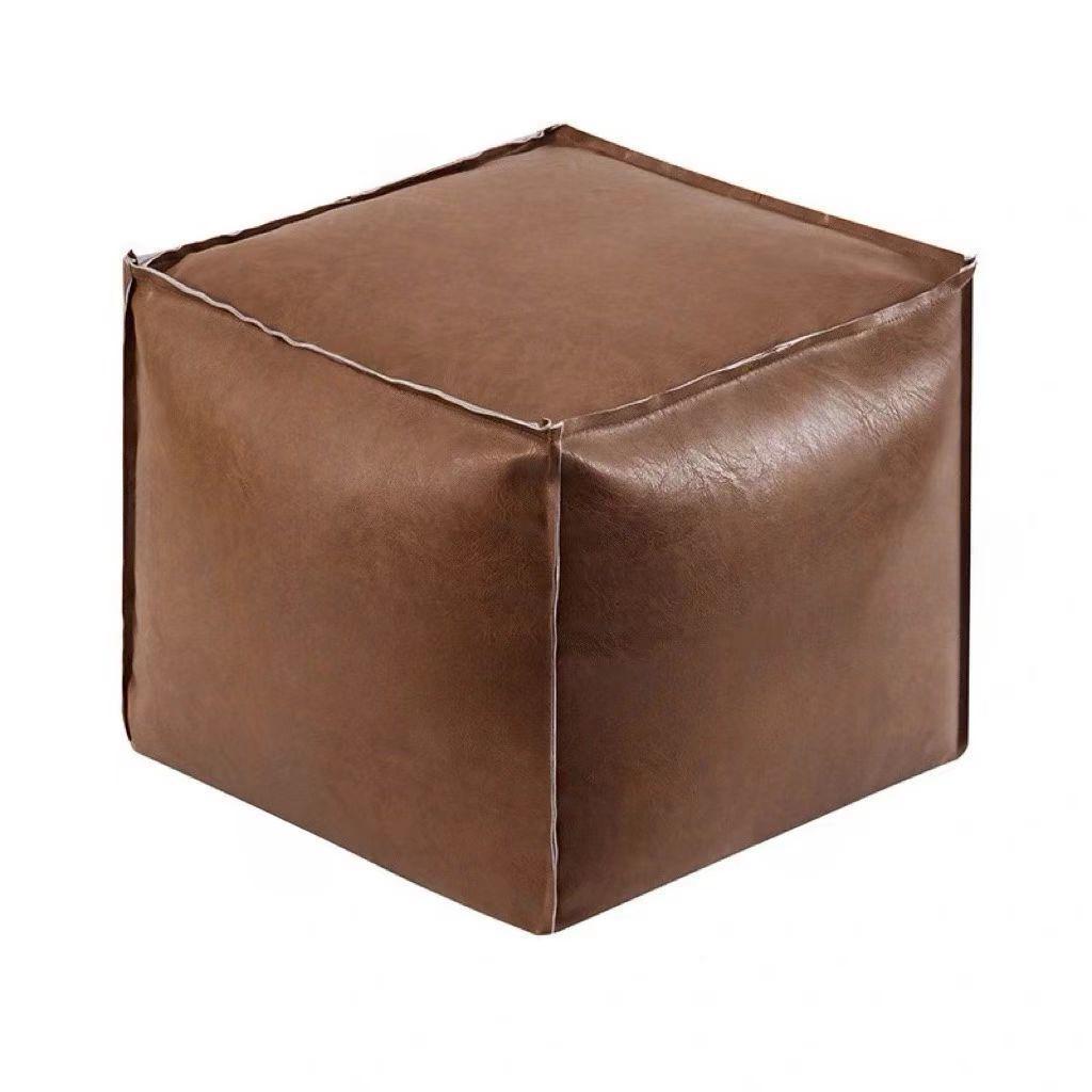 Lagerhocker aus Leder mit Sitzkissen - Multifunktionales Futon-Sofa und Hocker