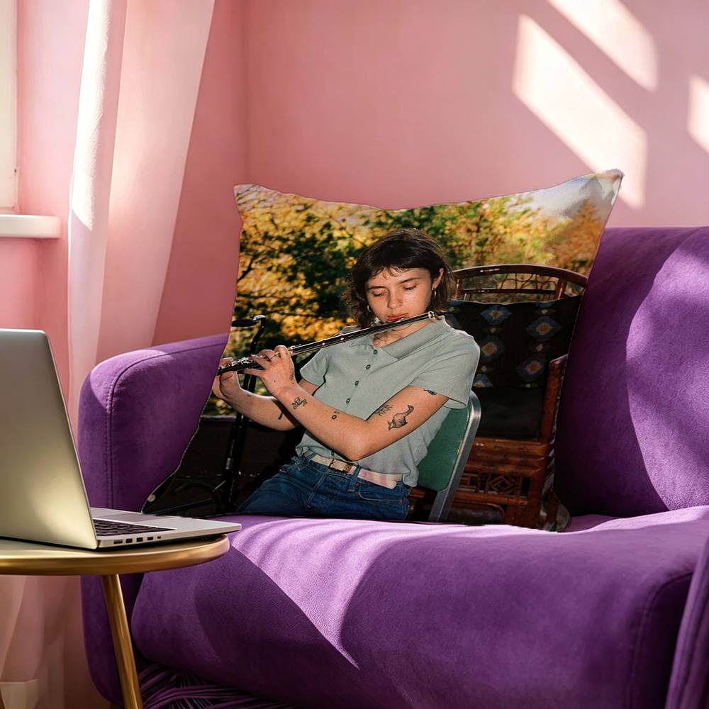 Charm Singer CClairo Square DoubleSided Printed Pillow Case Bedroom Bedside Pillow Sofa Cushion Cover