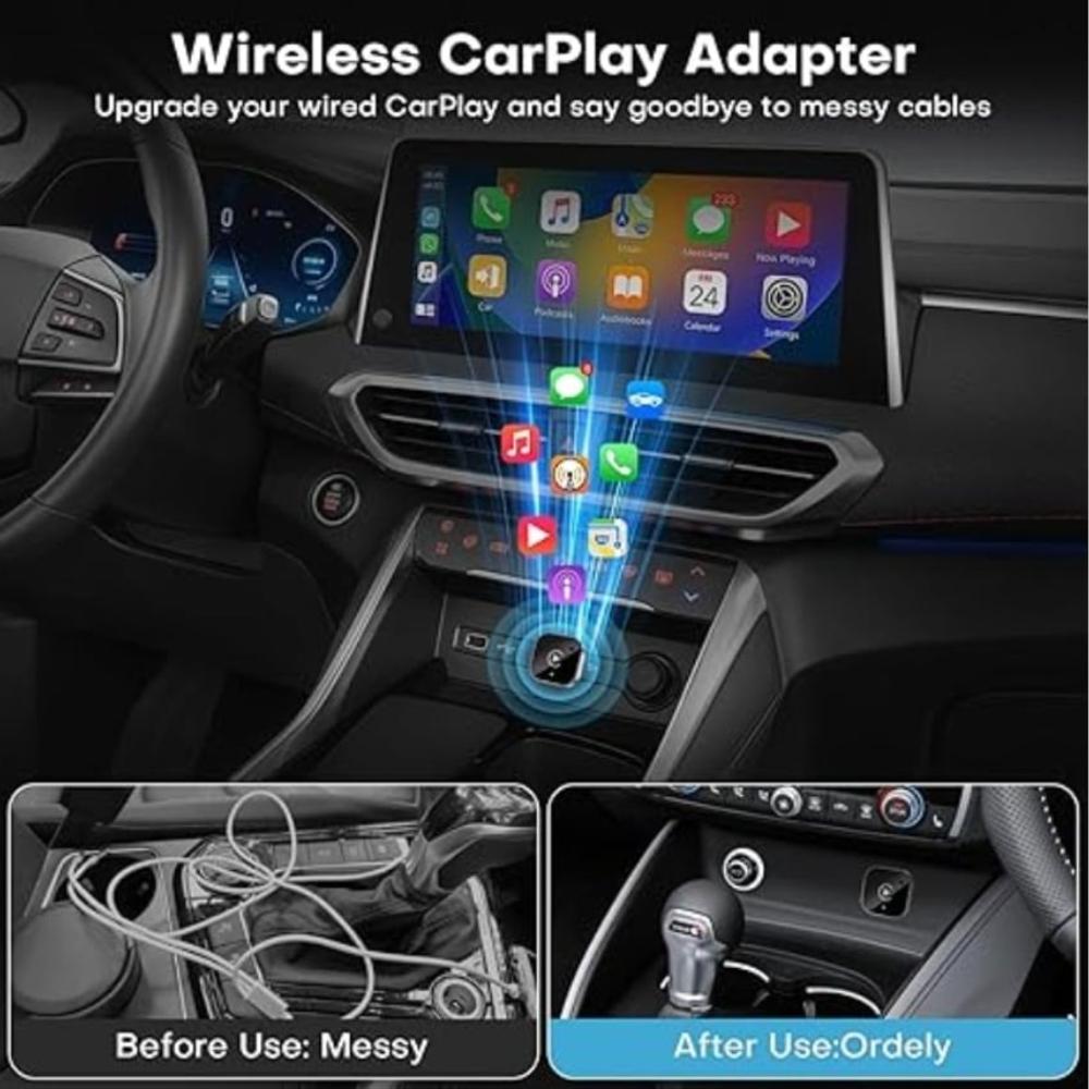 Carplay Wireless Smart Box, a Two-in-one Wireless Adapter for Carplay and Android Auto, Plug and Play