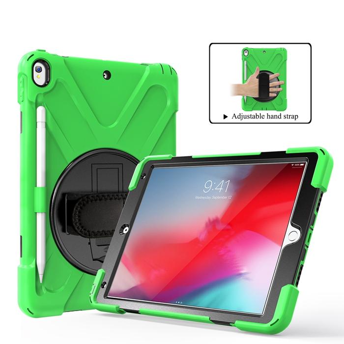 Custodia per Tablet con Cavalletto per iPad Air 3 2019 / Pro 10.5 2017 Cinturino a Mano Portapenne Robusta Armatura Ibrida Antiurto Copertura con Supporto