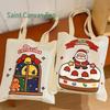 Large Capacity Cartoon Santa Canvas Shoulder Bag - Christmas Gift for Students