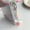 Handmade Heart Pendant Keychain Exquisite Bowknot Beaded Phone Chain Flower Charm Phone Lanyard Women Bag Accessory