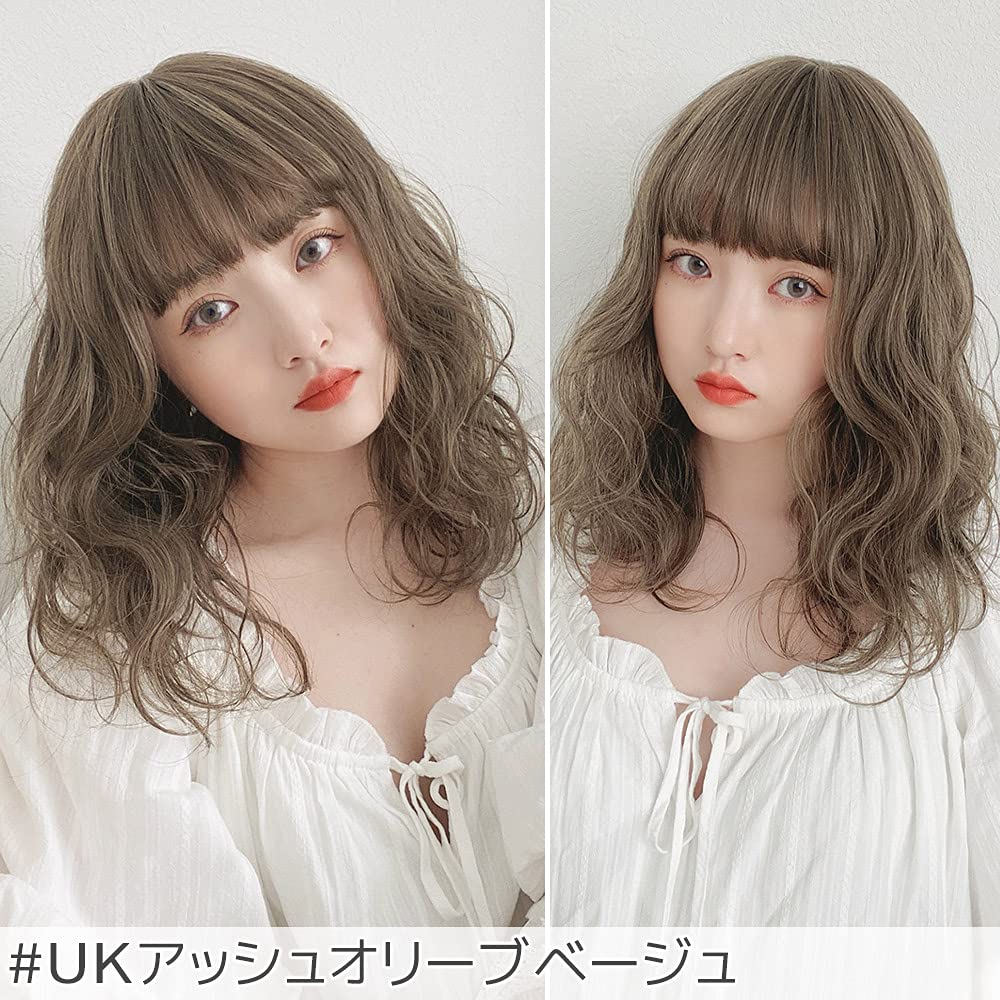 [BrightLala] Medium Bob Full Wig, Natural-Looking, Wavy, Permed Wig for Women hf1365-UK