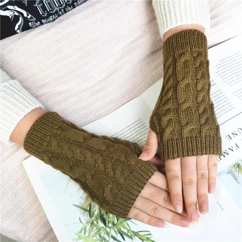 2025 NEW Women Hand Warmer Winter Gloves Fashion Knitting Faux Wool Mitten Warm Fingerless Glove Gants Femme women gloves