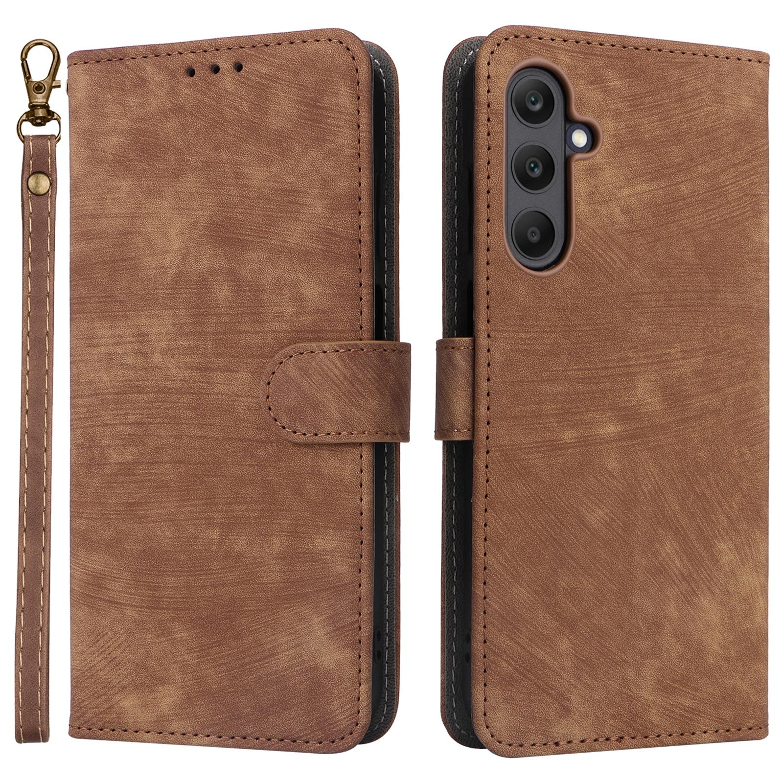 

For Samsung Galaxy A25 5G (Global) (161.0 x 76.5 x 8.3mm) Case Wallet PU Leather RFID Blocking 3 Card Slots Protective Cover Brown