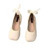Late Evening Breeze Gentle White Flat-bottomed Grandma Spring and Autumn New Niche Single Shoes Mary Jane Doudou Spring Fairy Shoes