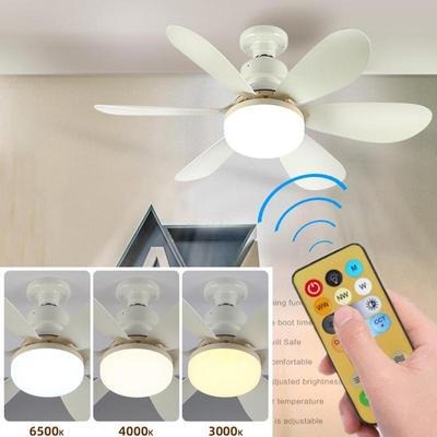 LED Small Ceiling Fan Lights Mute Strong Wind Dimming Speed E27 Screw Oscillating Fan Lights