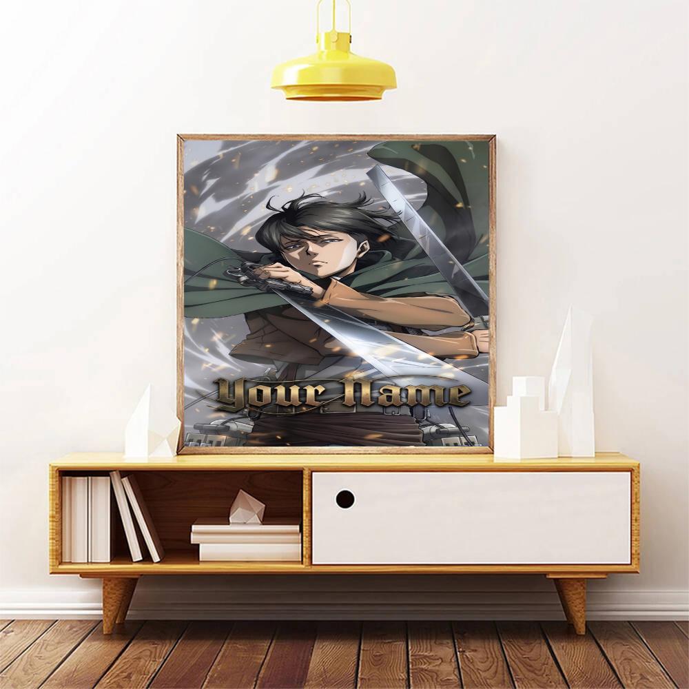Attack Titan Customize Your Name Diamond Painting Round Diamond Diy Frameless Holiday Artwork Suitable For Home Office Wall Decoration