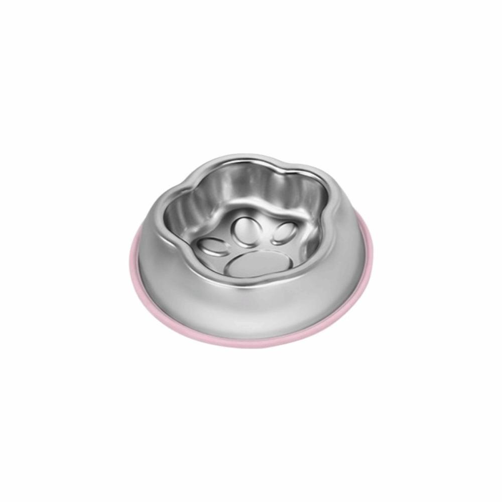 Large Capacity Stainless Steel Cat Bowl Single/Double Bowl Pet Drinking Bowl Pet Water Feeder  Home Pink Single Bowl