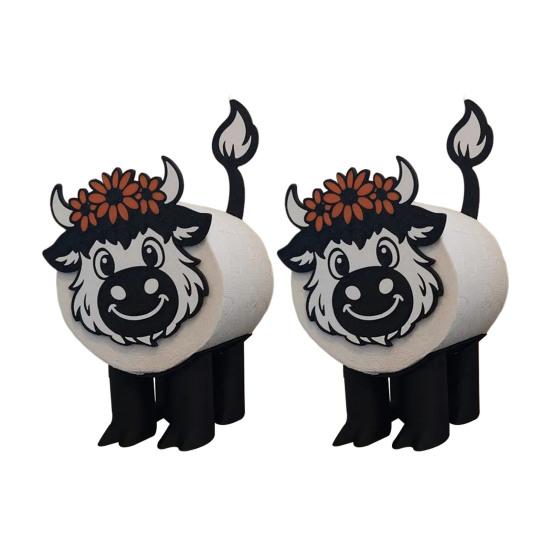 1/2Pcs Cow Shape Toilet Paper Holder Large Capacity Farmhouse Style No Assembly Napkin Organizer Bathroom Decor