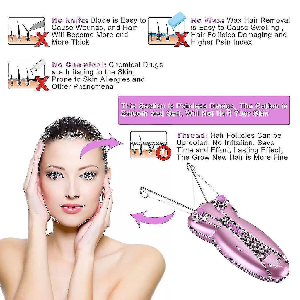 Ladies Facial Hair Remover Electric Women's Beauty Epilator Facial Threading Hair Removal Shaver Face Massager Pull Faces Delicate Device Depilation (