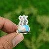 Natural Sleeping Beauty Turquoise Gemstone Statement Ring Size 6.75 925 Silver