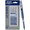 Luxor Schneider, Stylos Lx Glider, Lot de 3, Encre- Bleu + 1 Recharge, Pointe Hybride, Rechargeable, Stylo à bille roller à encre liquide, Lisse A