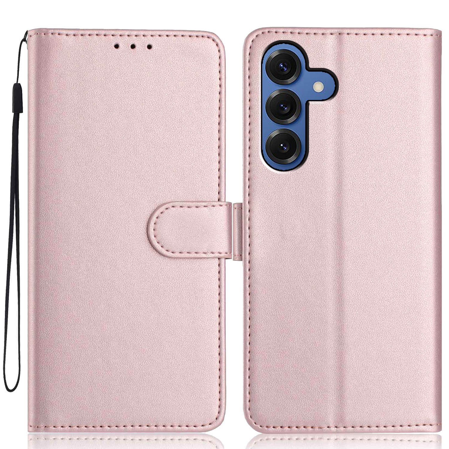 

For Samsung Galaxy A56 5G Wallet Case with Strap/Multiple Card Slots Solid Color Leather Stand Phone Cover