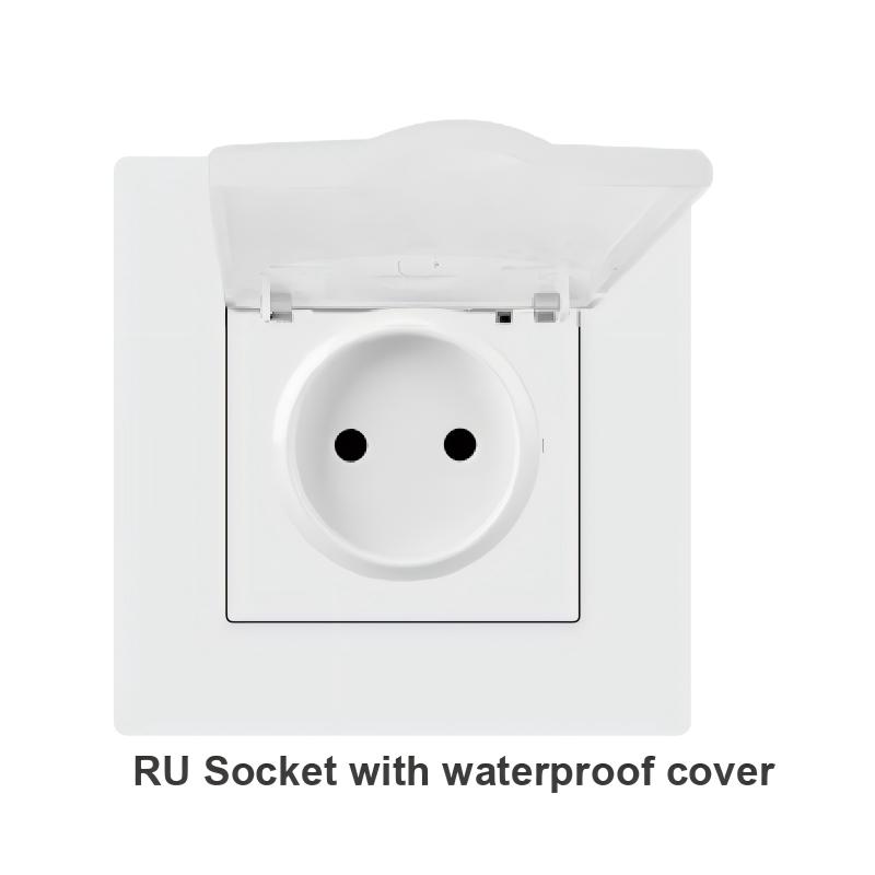 EU-Standard Weißer Kunststoff Panel Strom 250V 16A Retro-Stil Langlebig Haus Elektrisch Doppel Französisch 2P+T Stecker Steckdosen 82mm*145mm Schalter Hersteller