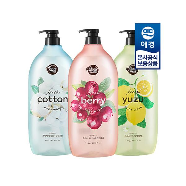 Shower Mate Natural Body Wash 1.2kg x3 Clean Cotton x3