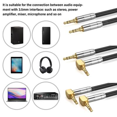 Flexible 3.5mm To 3.5mm Auditory Cable With Right Angle Connectors Enhances Sound In Tablets And Speakers Phones