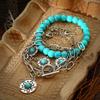 Combination Jewelry, Retro Personalized Disc Turquoise Embellishment 4-Piece Set Bracelet Bracelet.