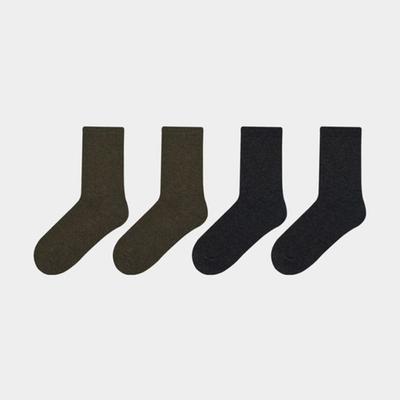 STUDIO SOCKSTOP [4PACK] Women's Premium Lambskin Wool Solid Crew Socks