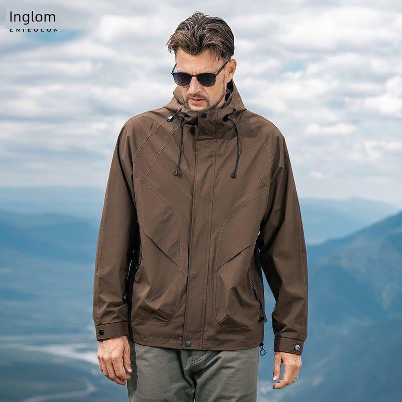 

Yingjuelun Men s Casual Hooded Jacket 2025 Autumn and Winter Outdoor Hiking Jacket Sports Windproof Top D Dark Curry XL